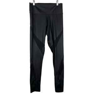 Aritzia TNA Black Sheen Atmosphere High Waisted Leggings with Mesh Panel Large
